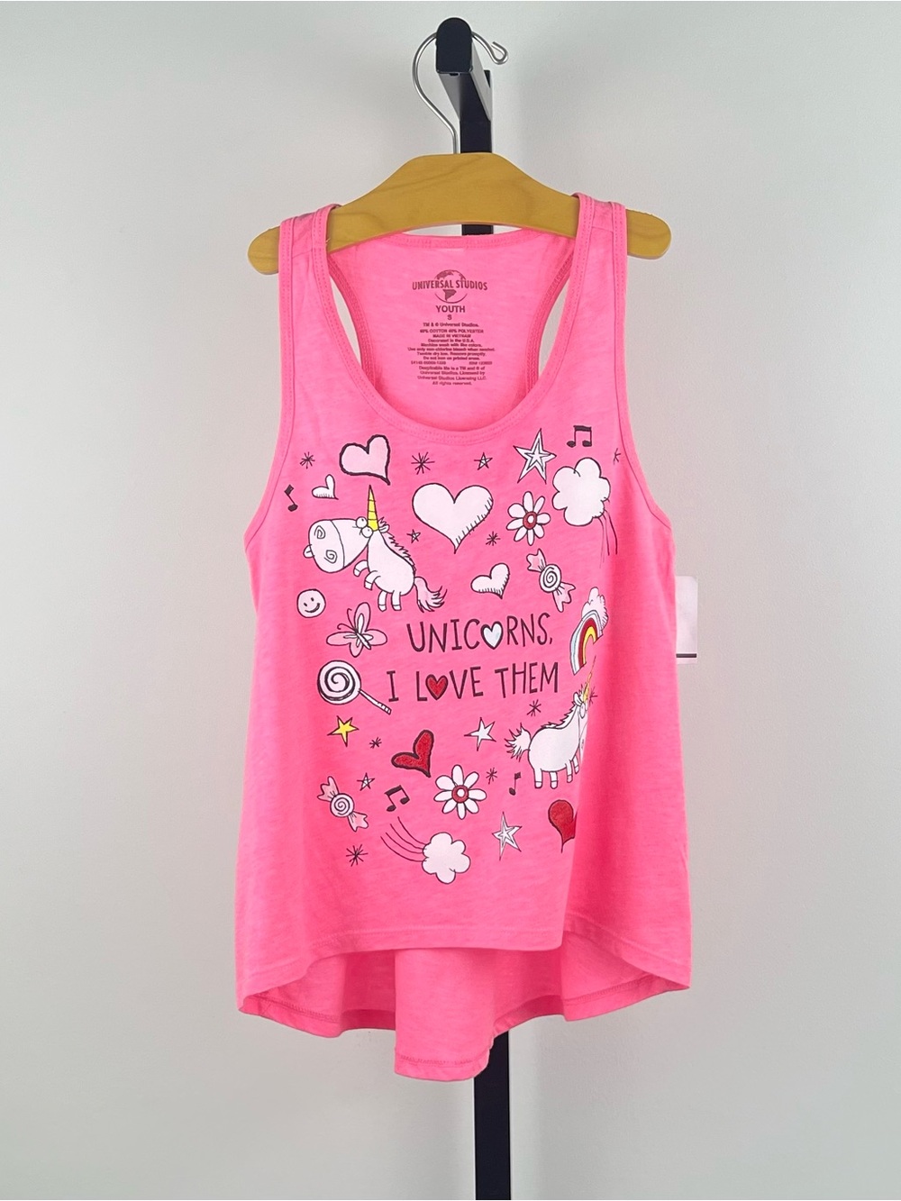 Universal Studios Youth Girls Pink Unicorn Graphic Tank Top, Pink, 8Y